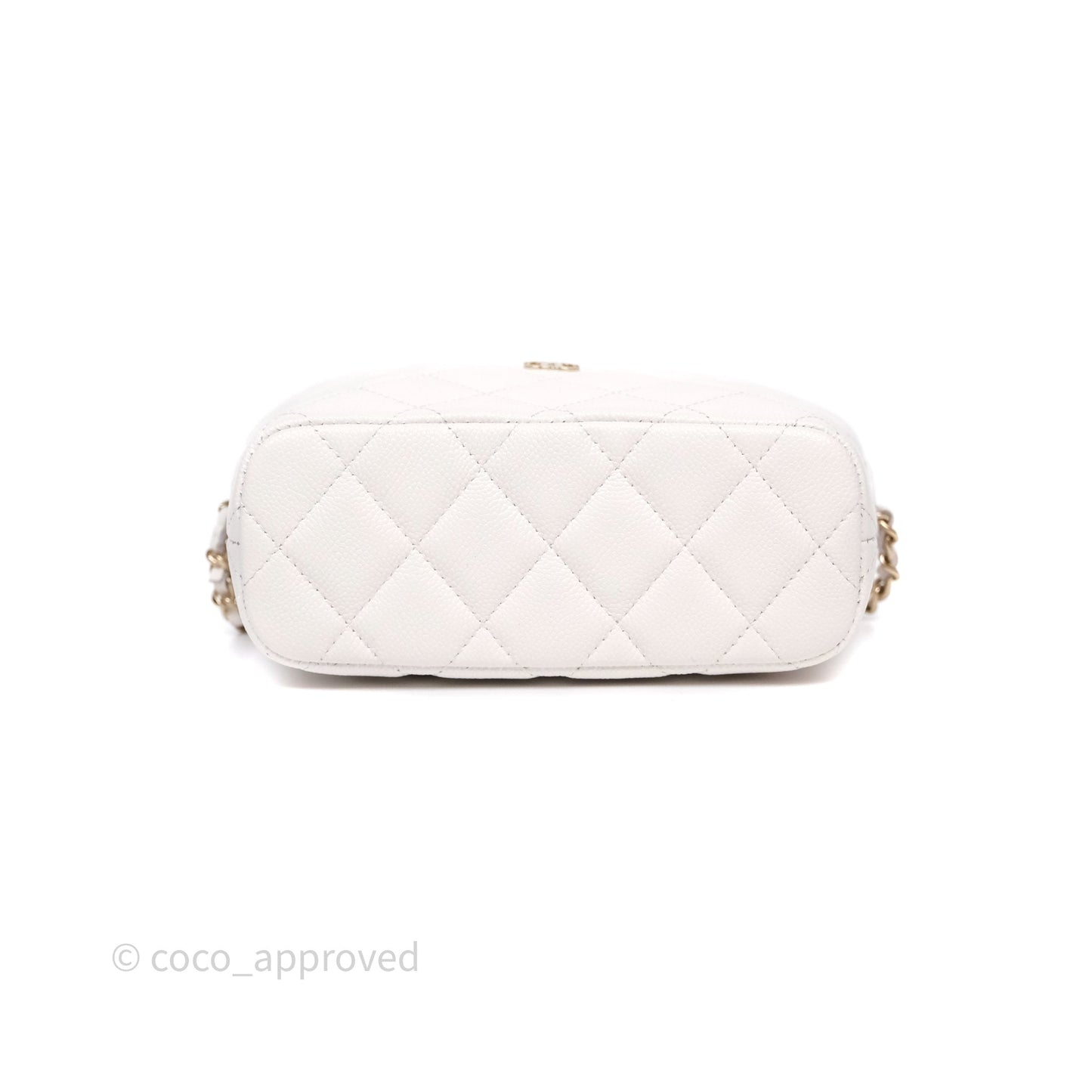 Chanel Quilted Hobo With Chain White Caviar Gold Hardware