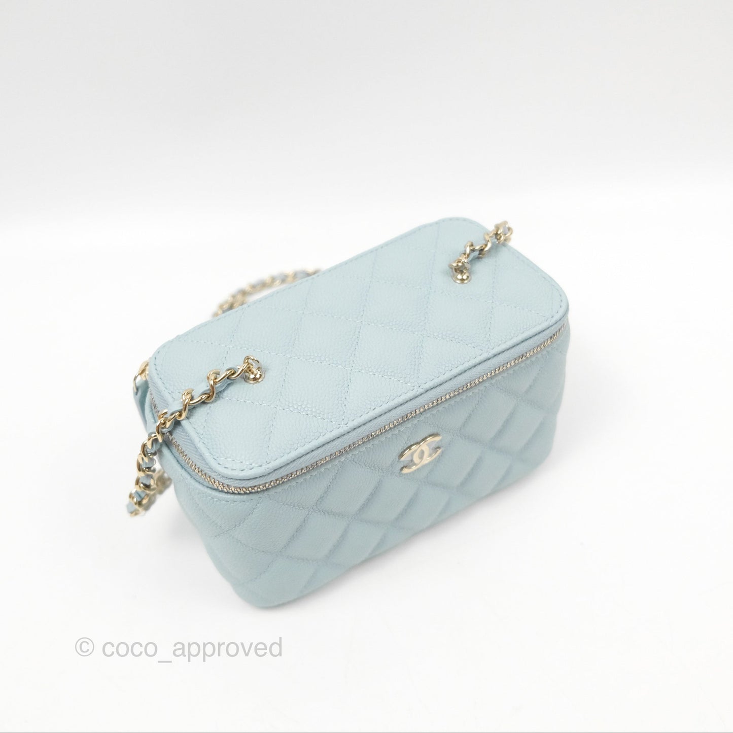 Chanel Vanity with CC Chain Light Blue Caviar Gold Hardware