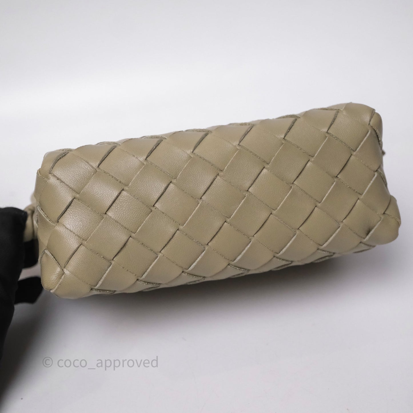 Bottega Veneta Mini Loop Camera Bag Intrecciato Lambskin Travertine