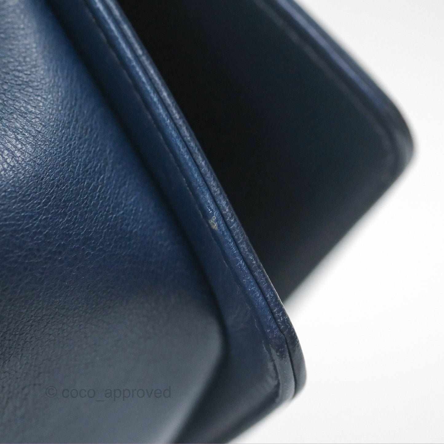 Chanel Medium Boy Chevron Navy Calfskin Aged Gold Hardware