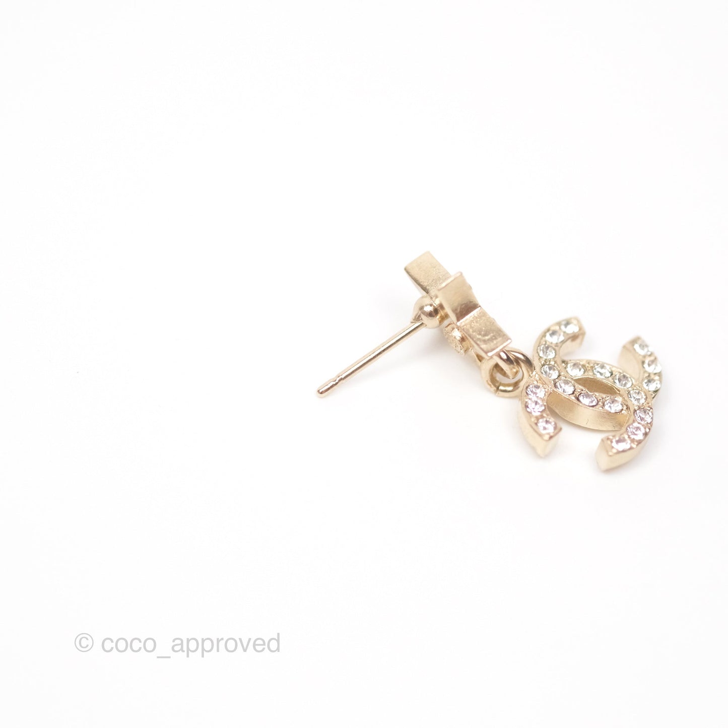 Chanel Crystal CC Star Earrings Gold Tone 23A