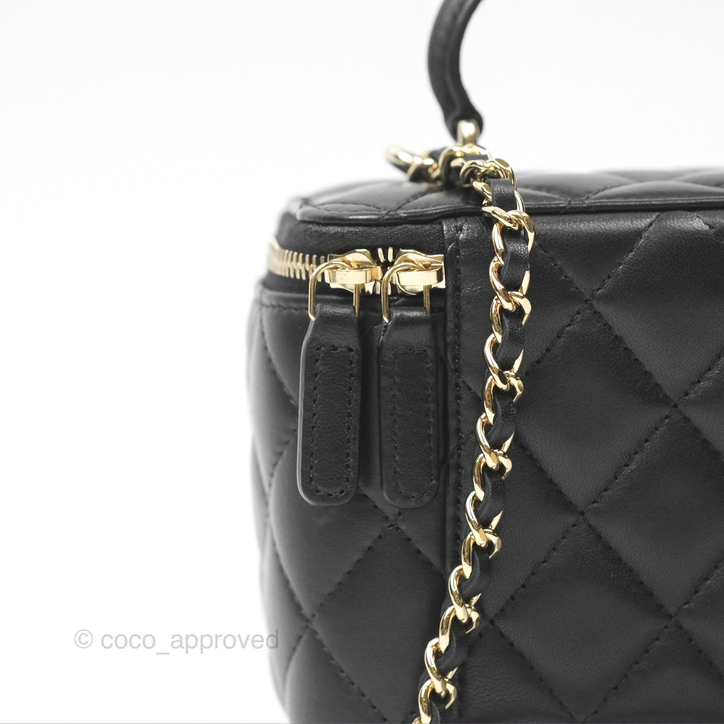 Chanel Vanity Rectangular Top Handle Black Lambskin Gold Hardware