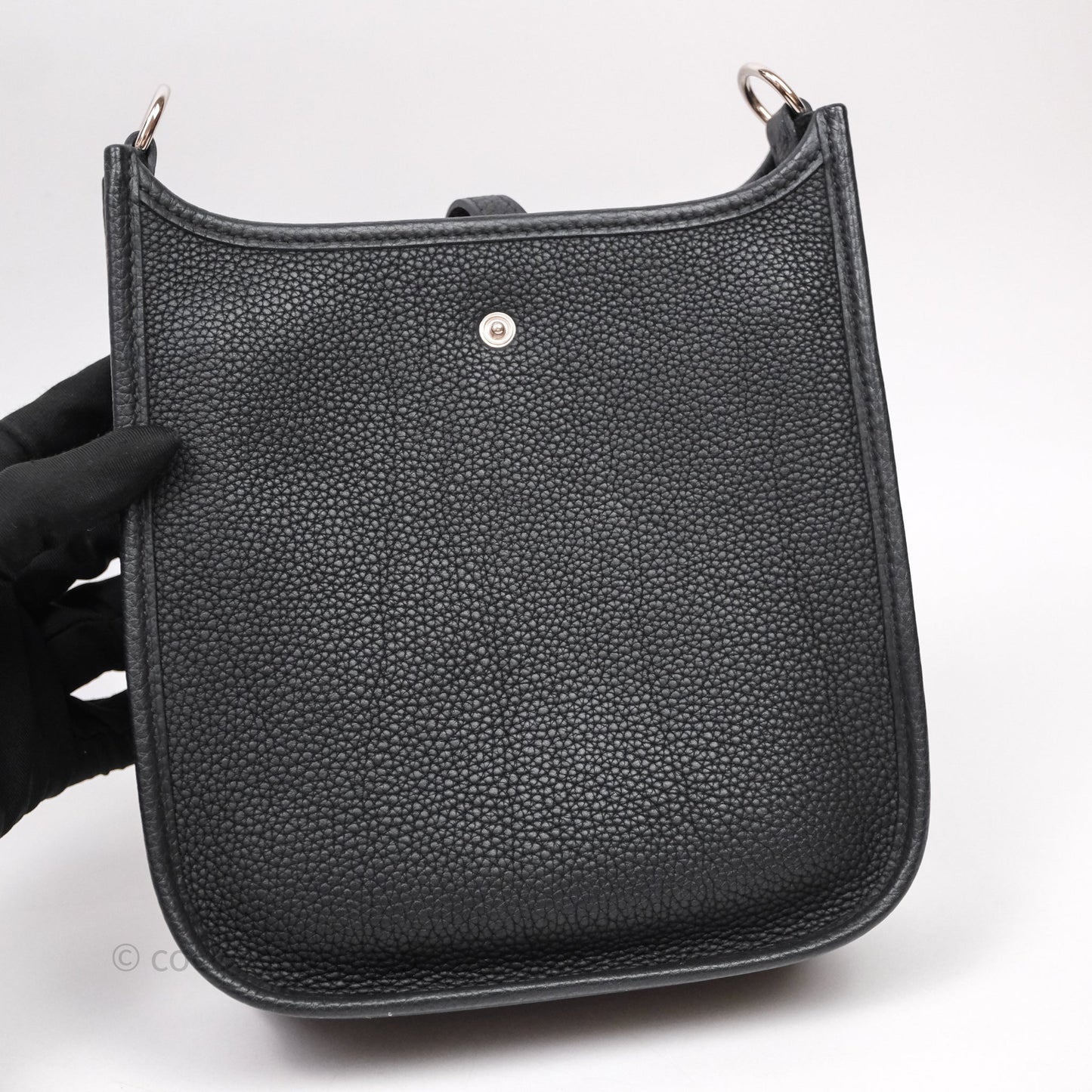Hermès Mini Evelyne 16 Black Noir 89 Clemence Palladium Hardware