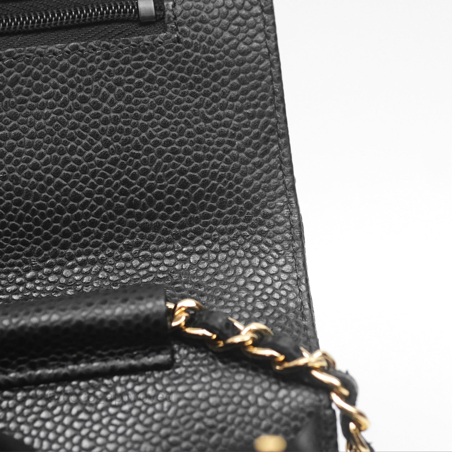 Chanel Classic Quilted Wallet On Chain WOC Black Caviar Gold Hardware