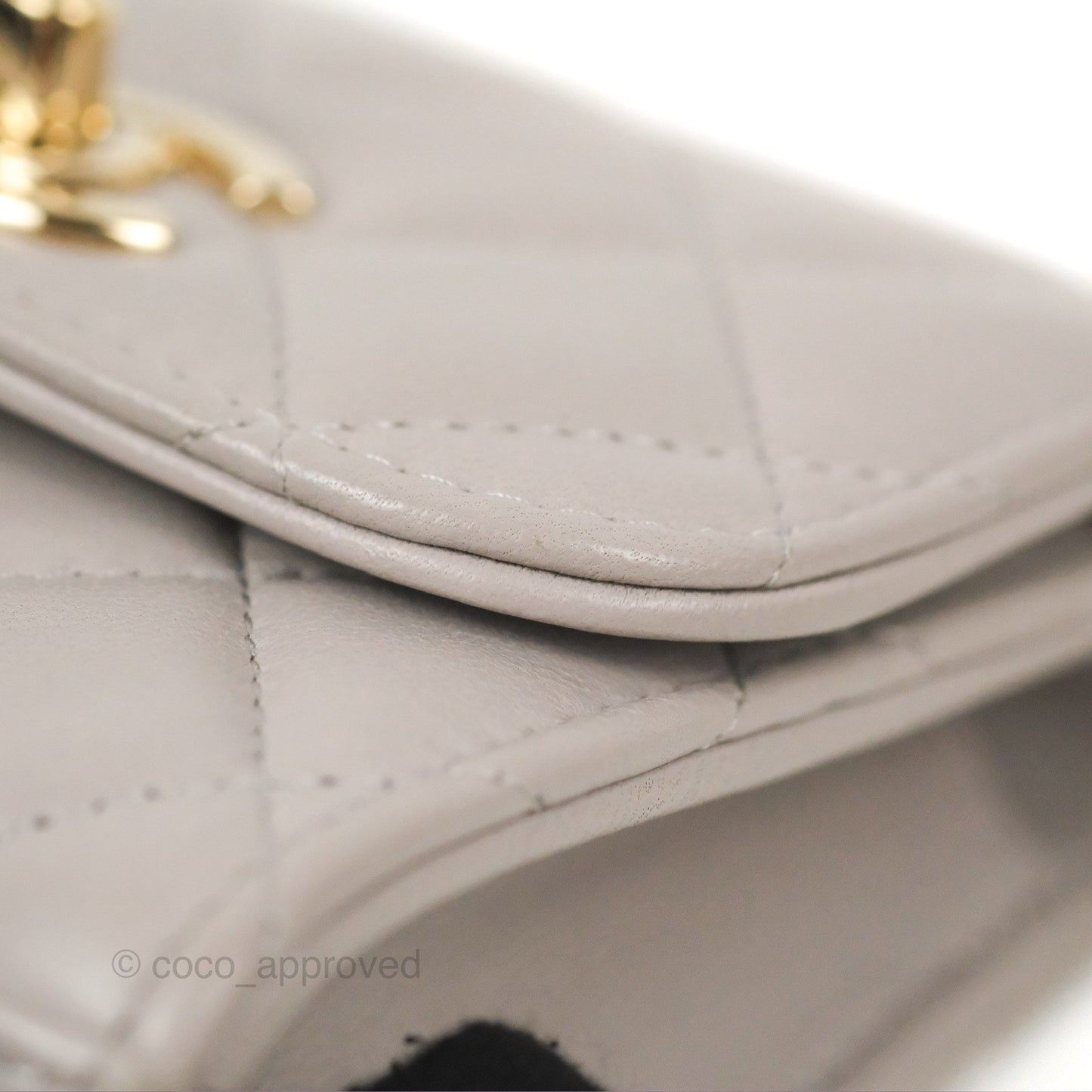 Chanel Mini Quilted Trendy CC Clutch With Chain Light Grey Lambskin Gold Hardware
