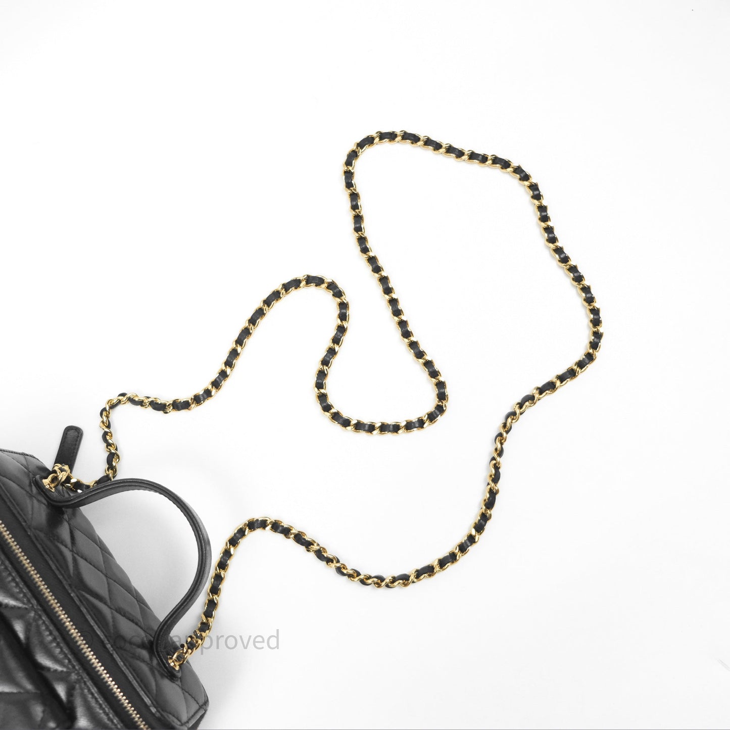 Chanel Cargo Pocket Top Handle Vanity with Chain Black Shiny Lambskin Gold Hardware 22K