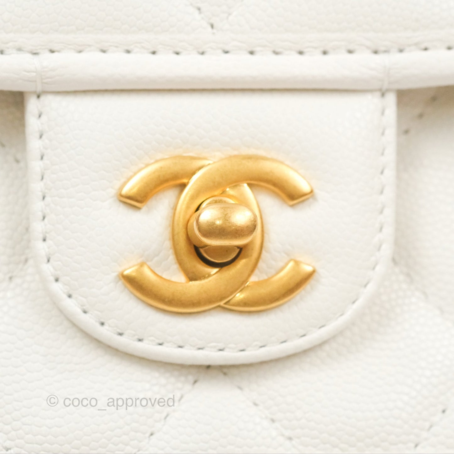 Chanel Mini School Memory Top Handle Flap White Caviar 22K