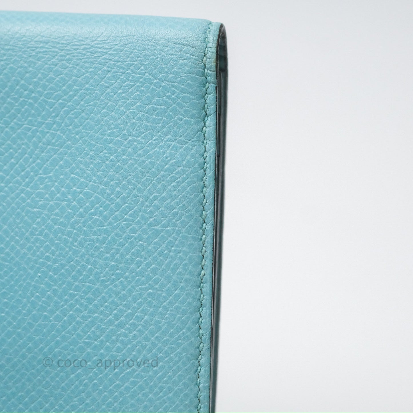 Hermès Bearn Long Wallet Bleu Atoll 3P Epsom Gold Hardware