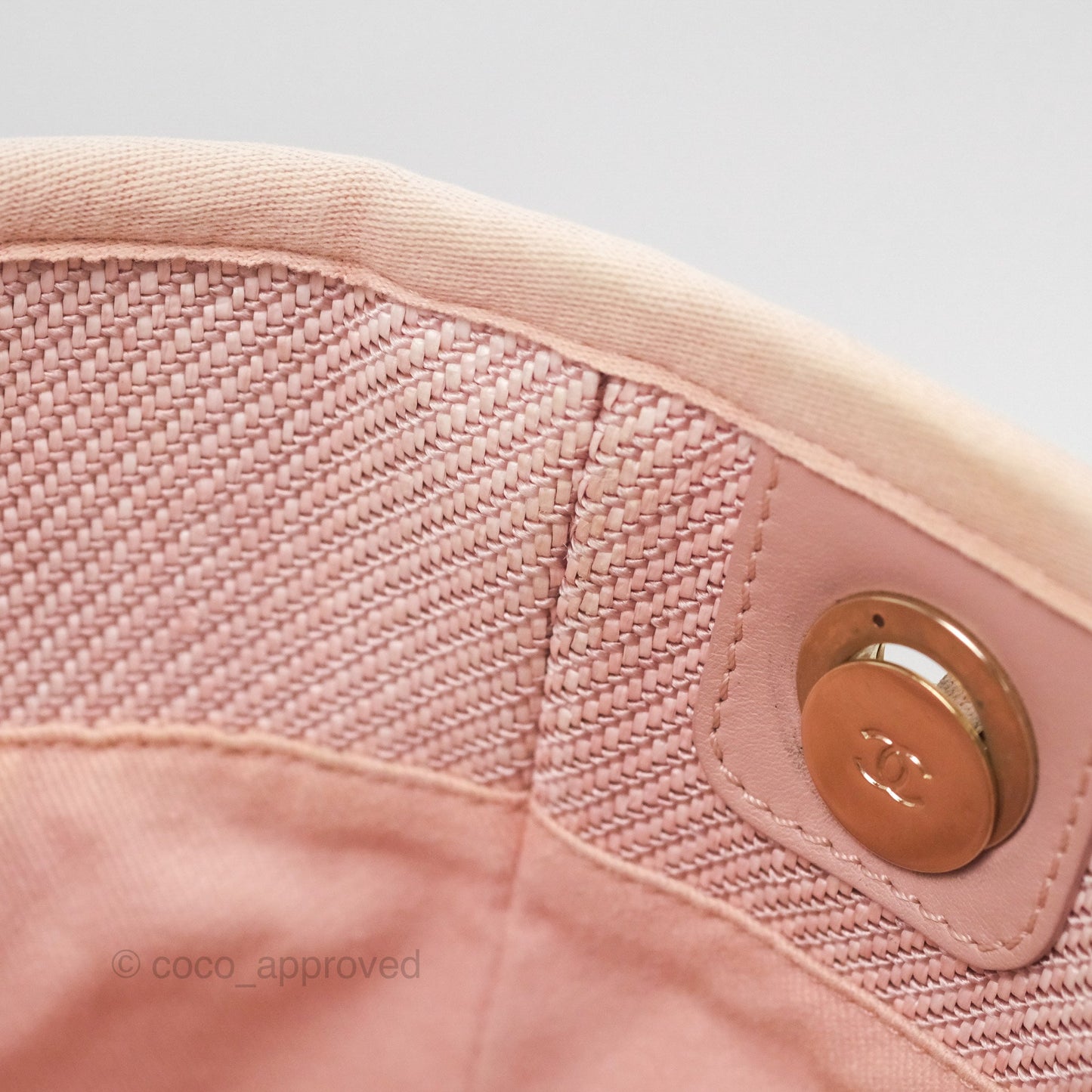 Chanel Small Vertical Deauville Canvas Pink Gold Hardware