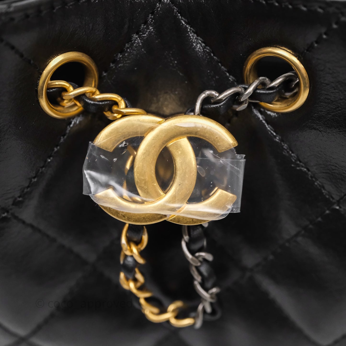 Chanel 25 Mini Black Shiny Crumpled Calfskin Mixed Hardware