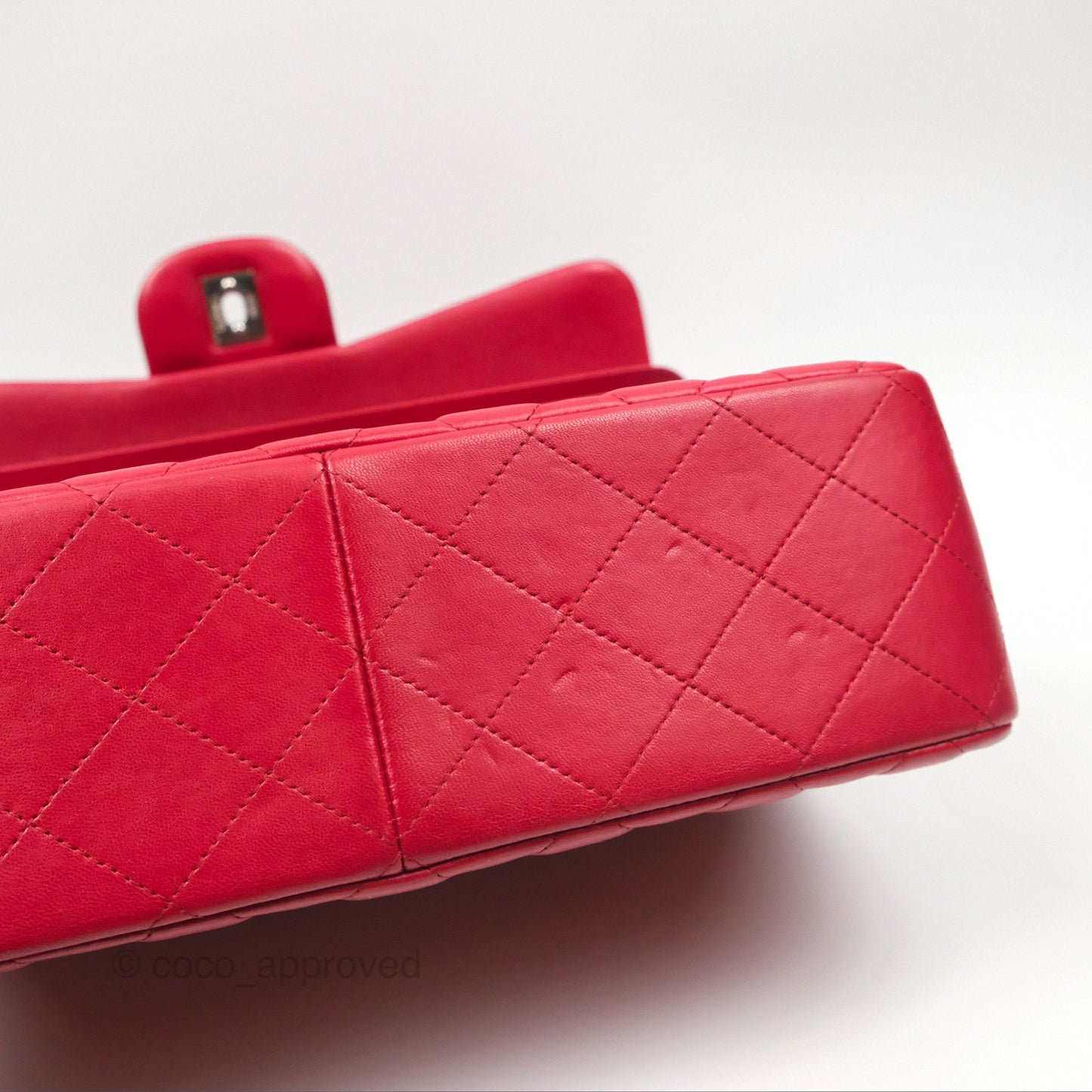 Chanel Jumbo Double Flap Red Lambskin Silver Hardware