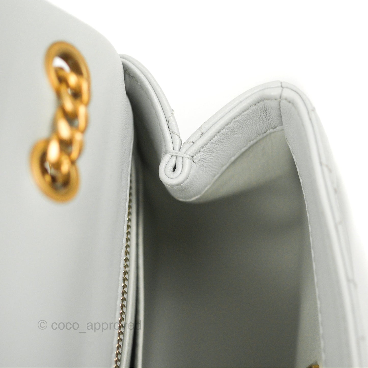 Chanel Quilted Mini Square Flap with Camellia Adjustable Chain Blue Clair Lambskin 23S