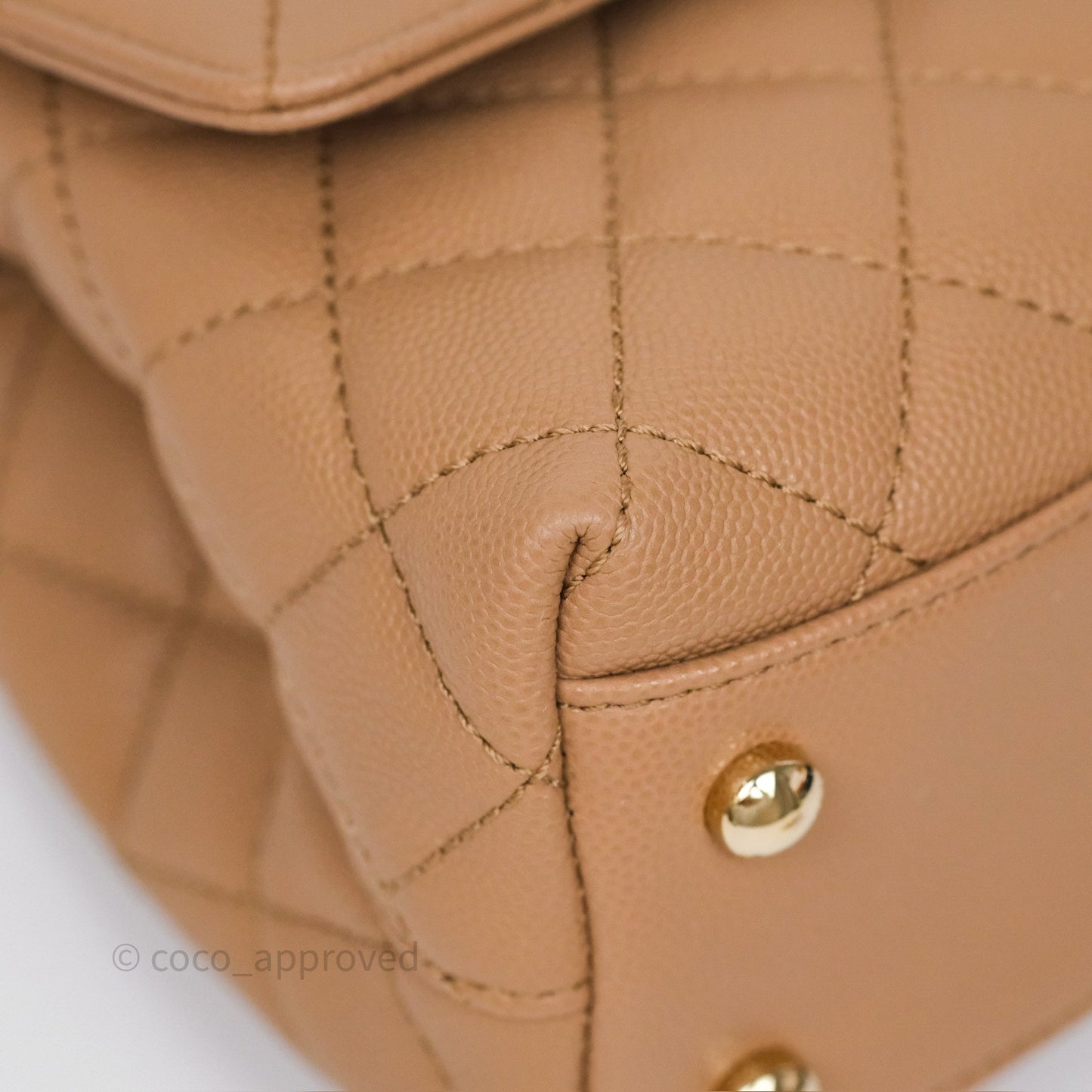 Chanel Small Coco Handle Quilted Beige Caviar Gold Hardware