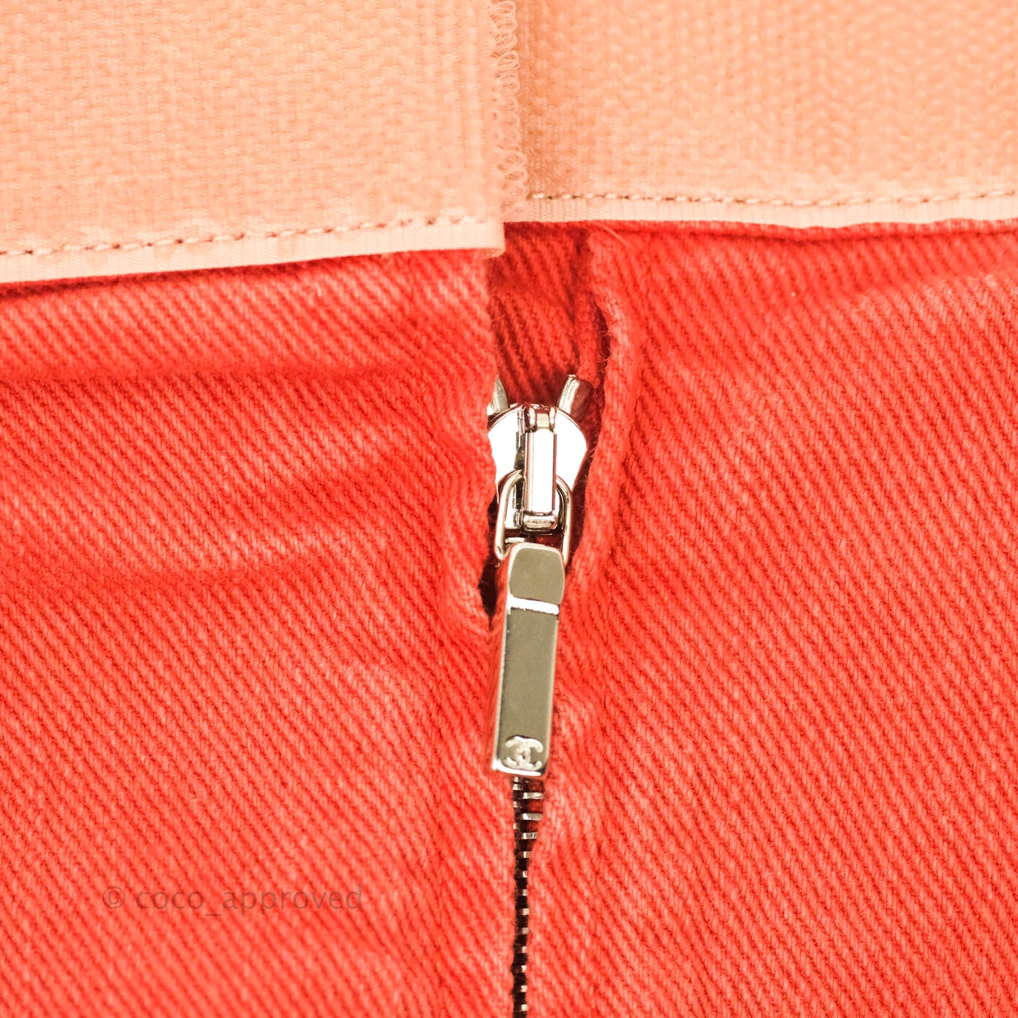Chanel Denim Skirt Coral Size 40