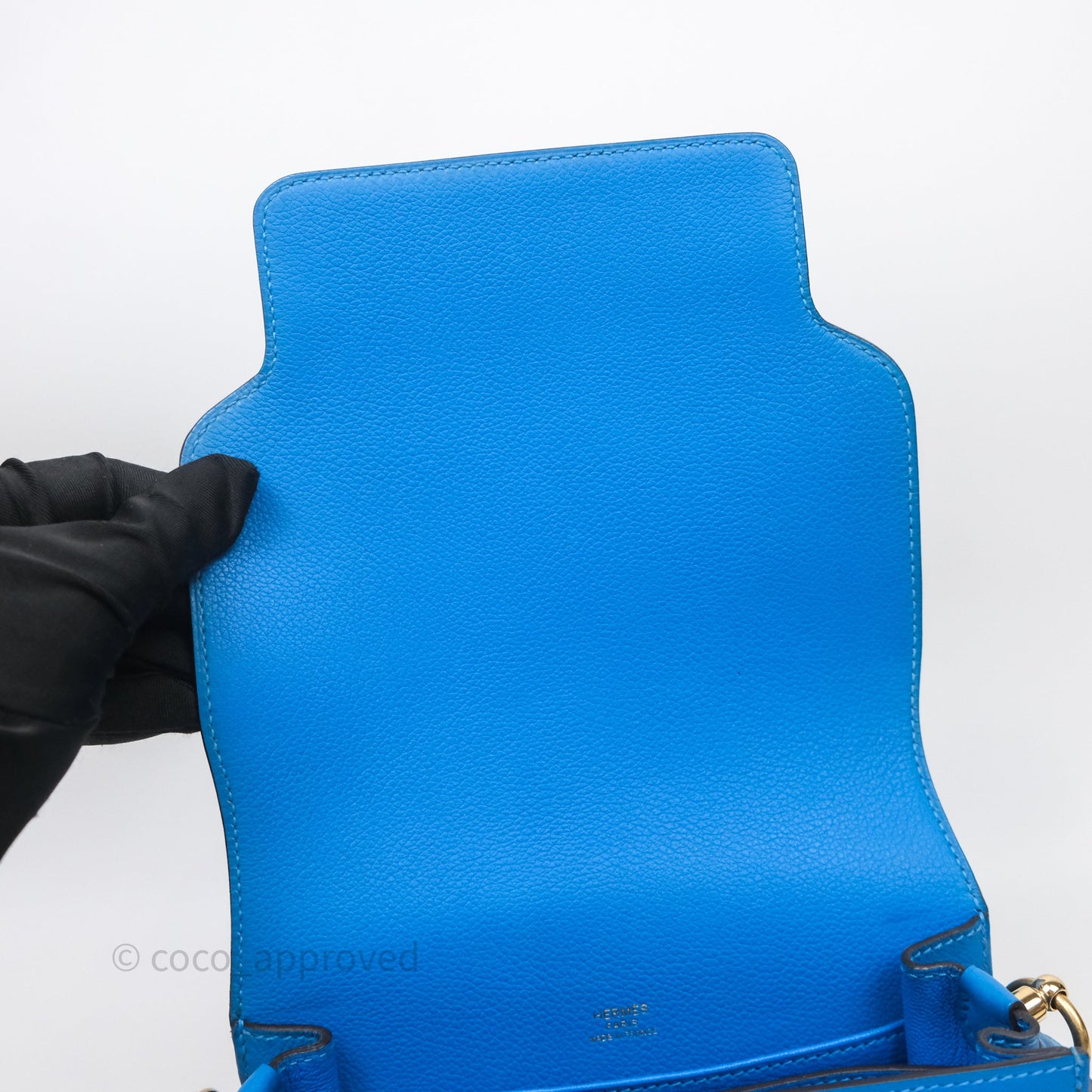 Hermès Roulis Mini 18 Bleu Zanzibar B3 Evercolor Gold Hardware