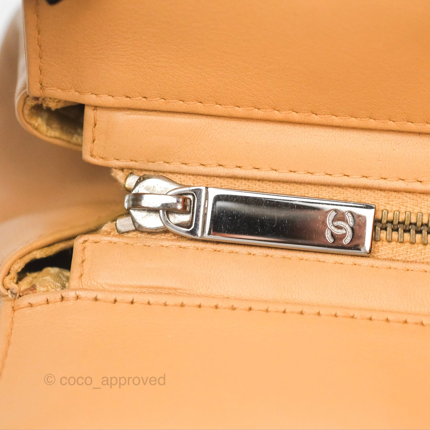 Chanel Vertical Quilted Lax East West Shoulder Bag Beige Calfskin