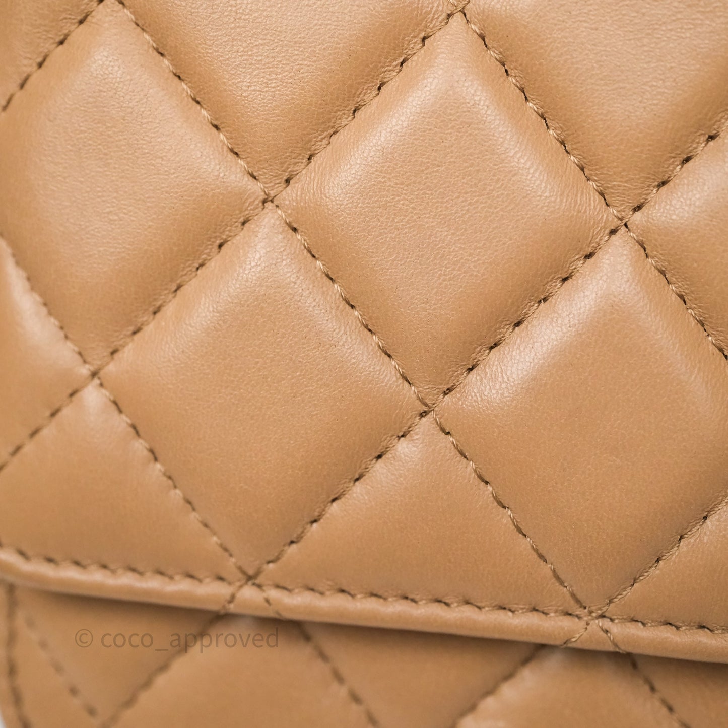 Chanel All Slide Wallet on Chain WOC Adjustable Chain Quilted Beige Lambskin