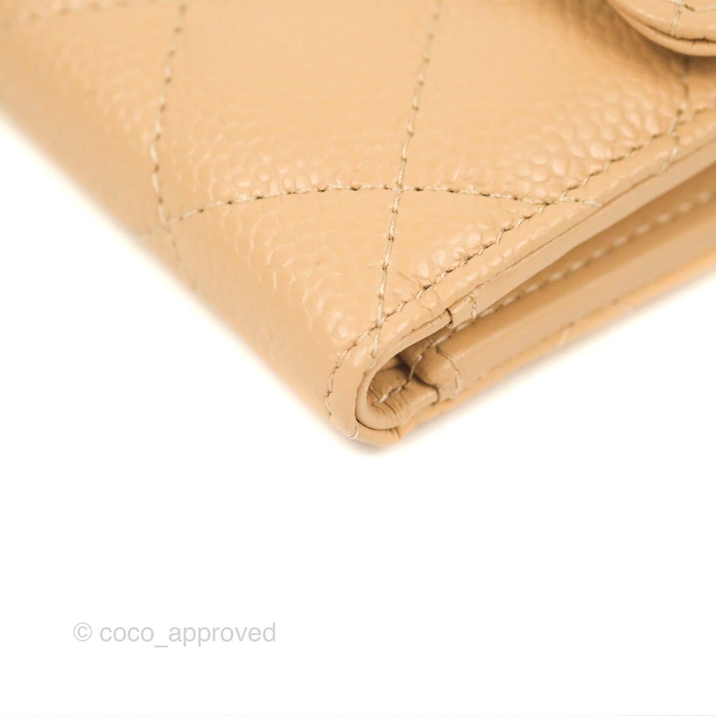 Chanel Quilted Medium Flap Wallet Beige Caviar Gold Hardware