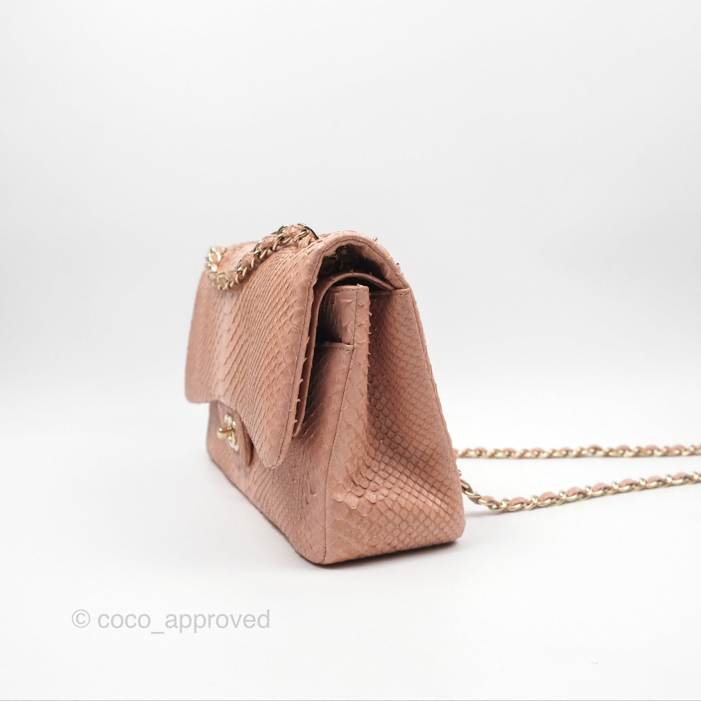 Chanel Jumbo Double Flap Python Pink Gold Hardware