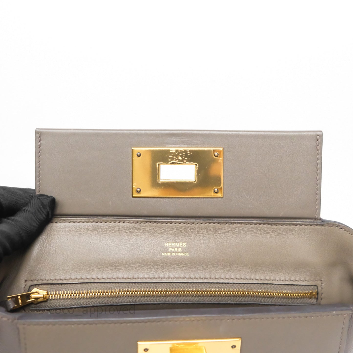Hermès 24/24 21 Mini Gris Etain 8F Evercolor/ Swift Gold Hardware
