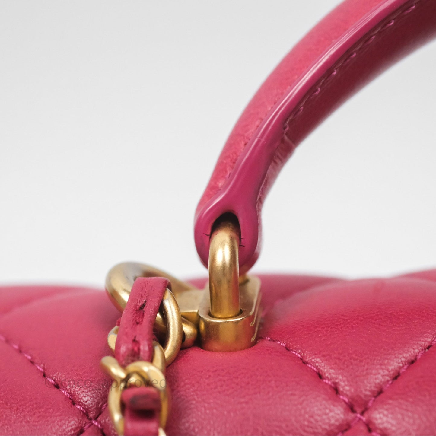 Chanel Top Handle Mini Rectangular Flap Red Lambskin Aged Gold Hardware