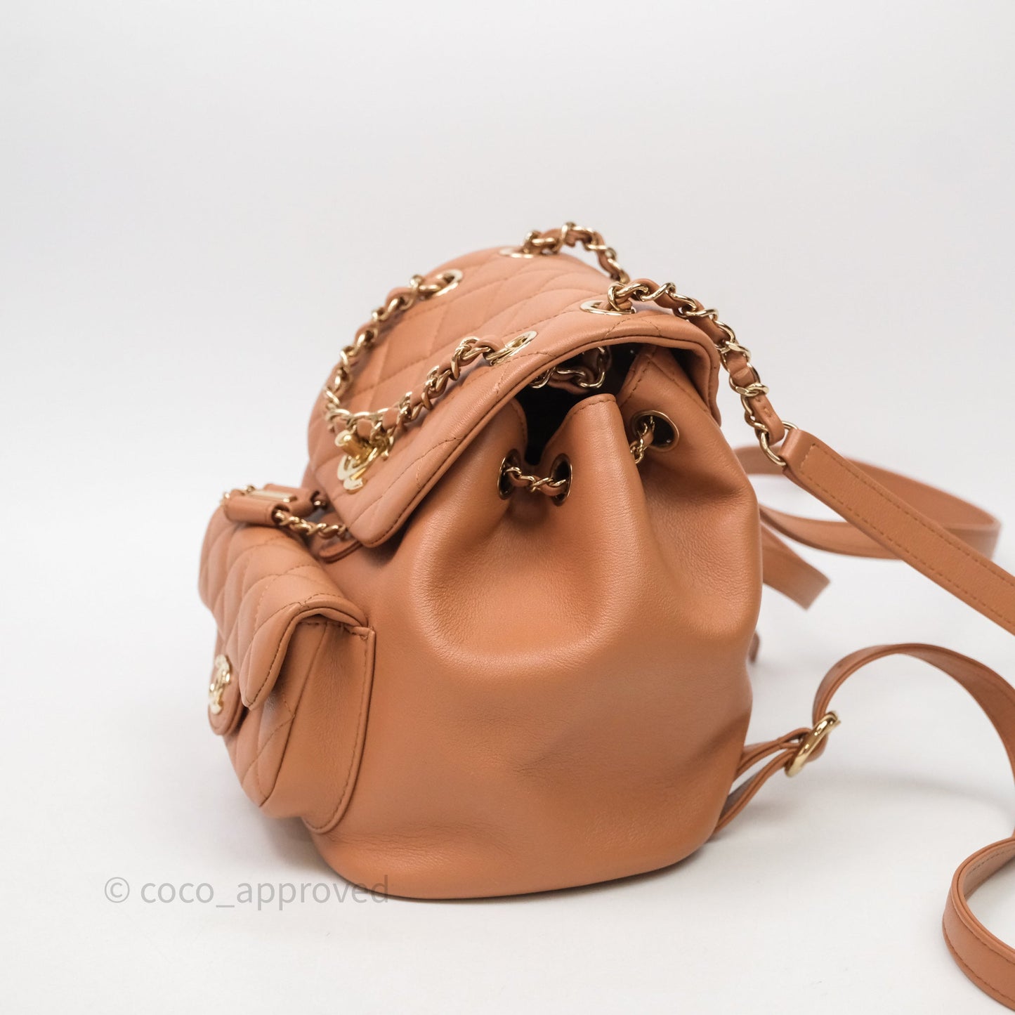 Chanel Small Duma Drawstring Backpack Camel Calfskin