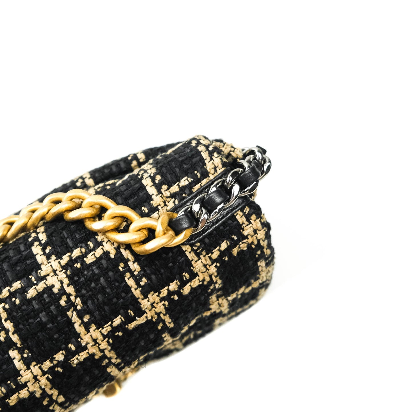 Chanel 19 Small Tweed Black Beige Mixed Hardware