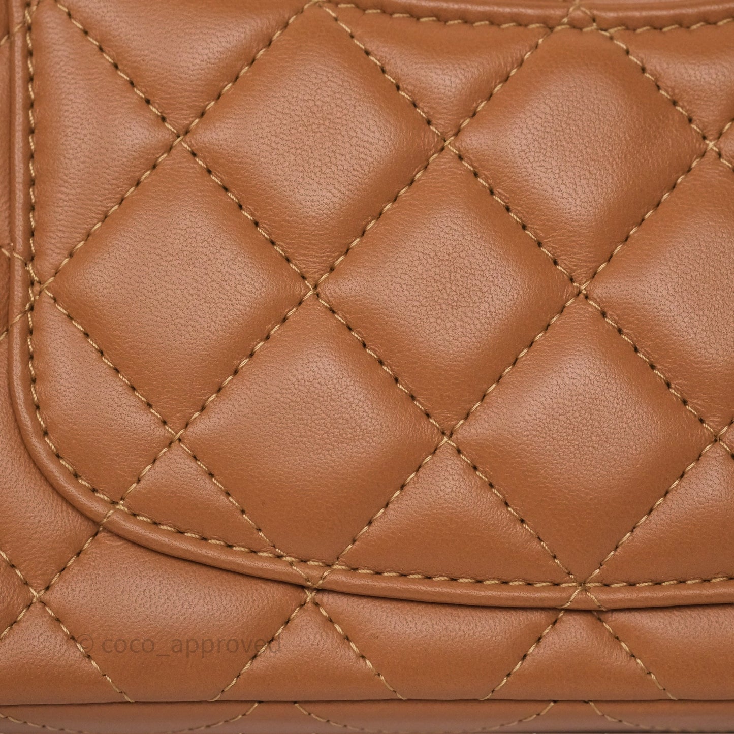 Chanel Mini Rectangular Flap Quilted Caramel Beige Lambskin Gold Hardware