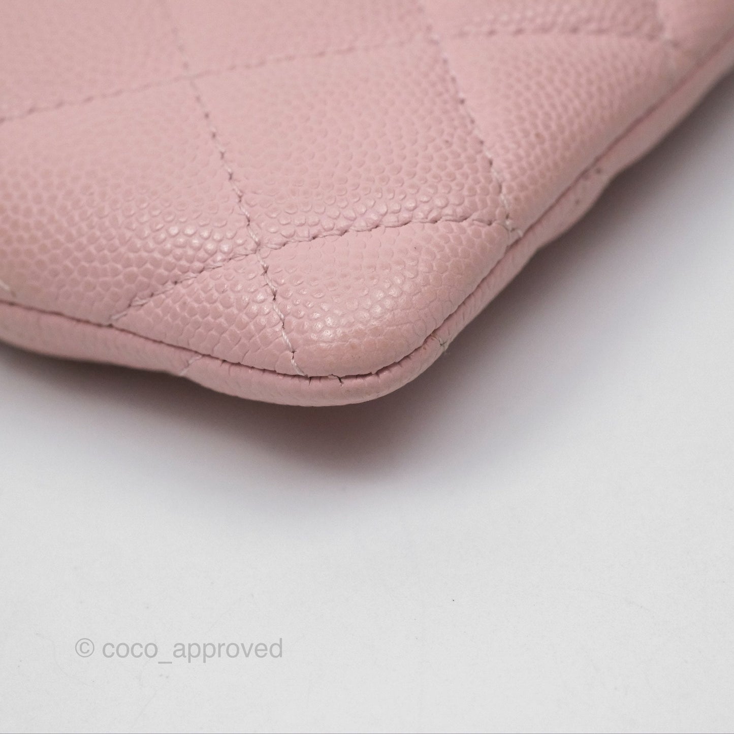 Chanel Quilted Classic Zip Card Holder Wallet Pink Caviar Gold Hardware