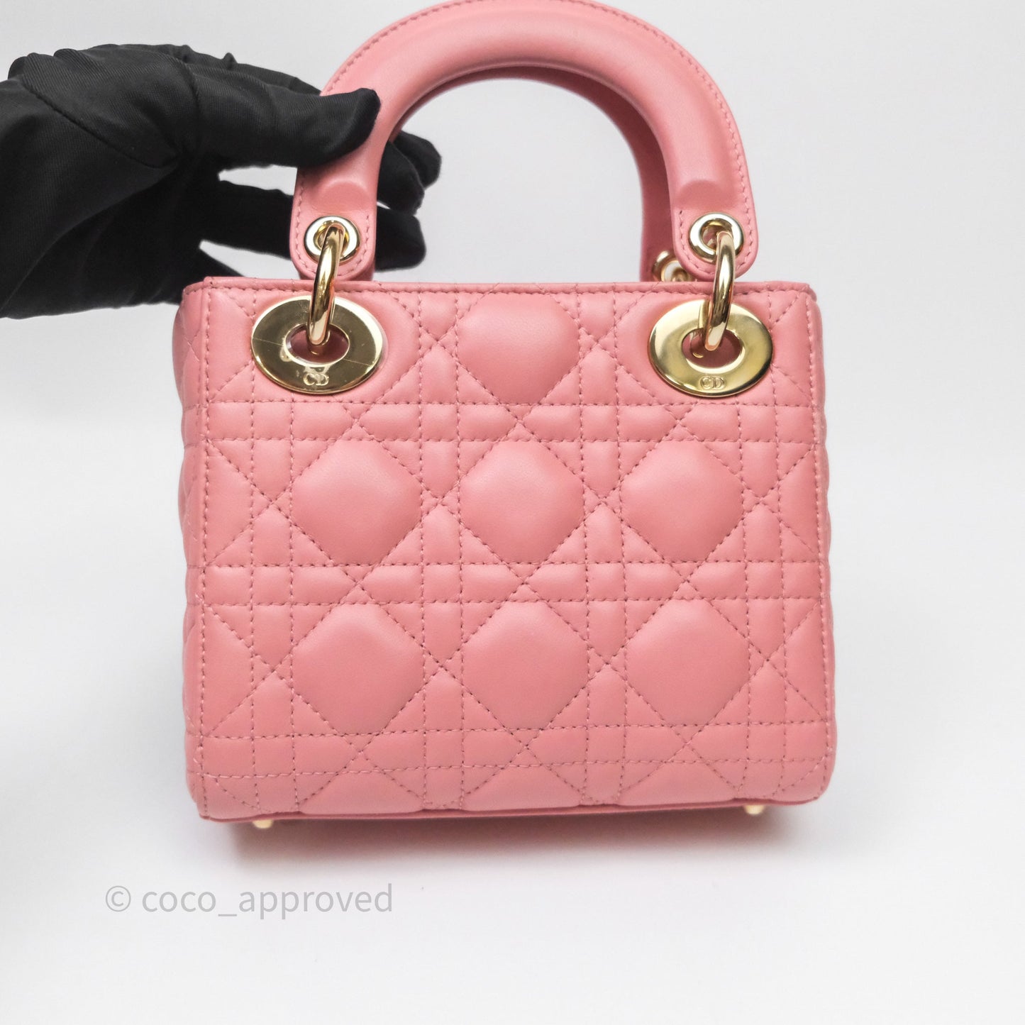 Christian Dior Mini Lady Dior My ABCDior Bag Pink Cannage Lambskin Gold Haardware