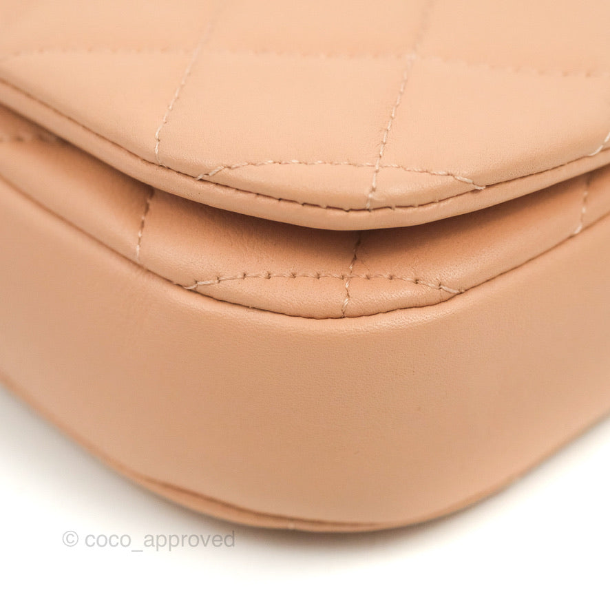 Chanel Clutch with Chain Beige Pink Calfskin Aged Gold Hardware