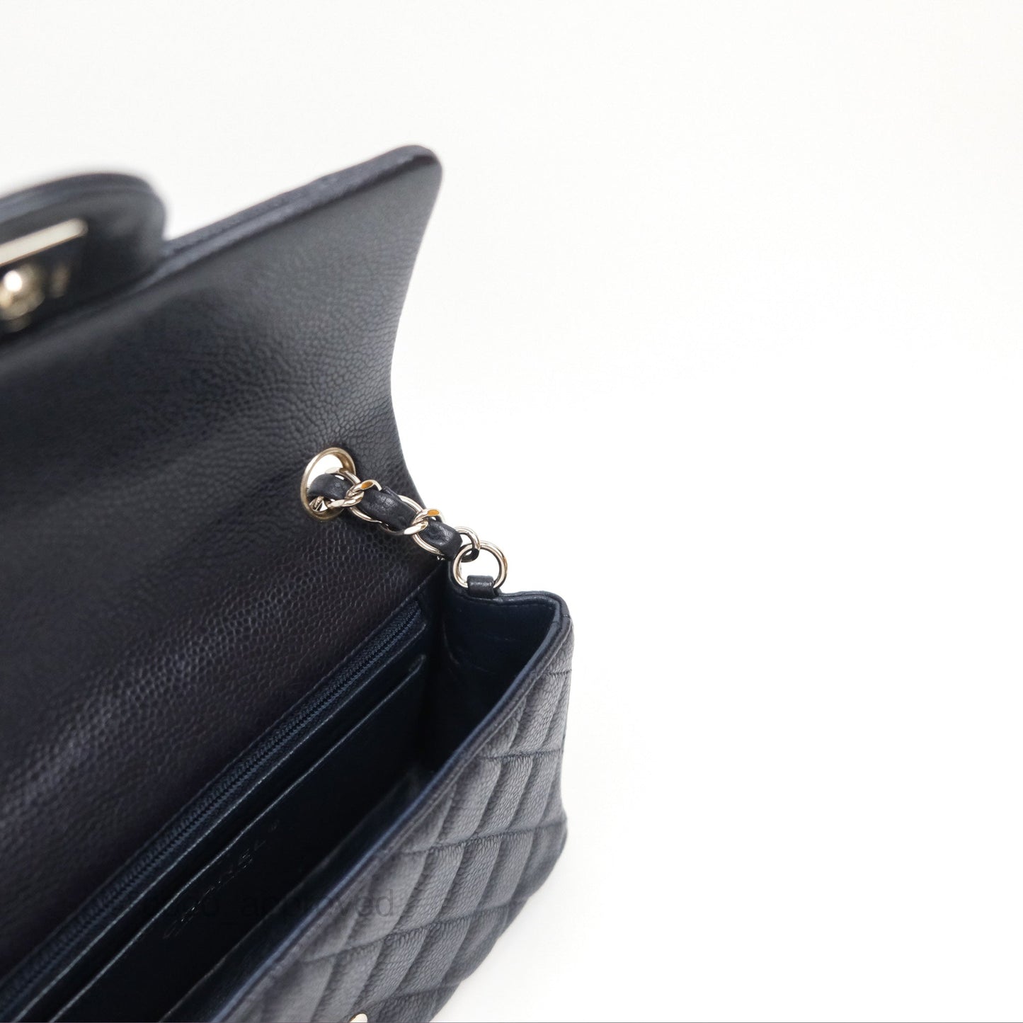 Chanel Mini Rectangular Quilted Dark Navy Caviar Silver Hardware