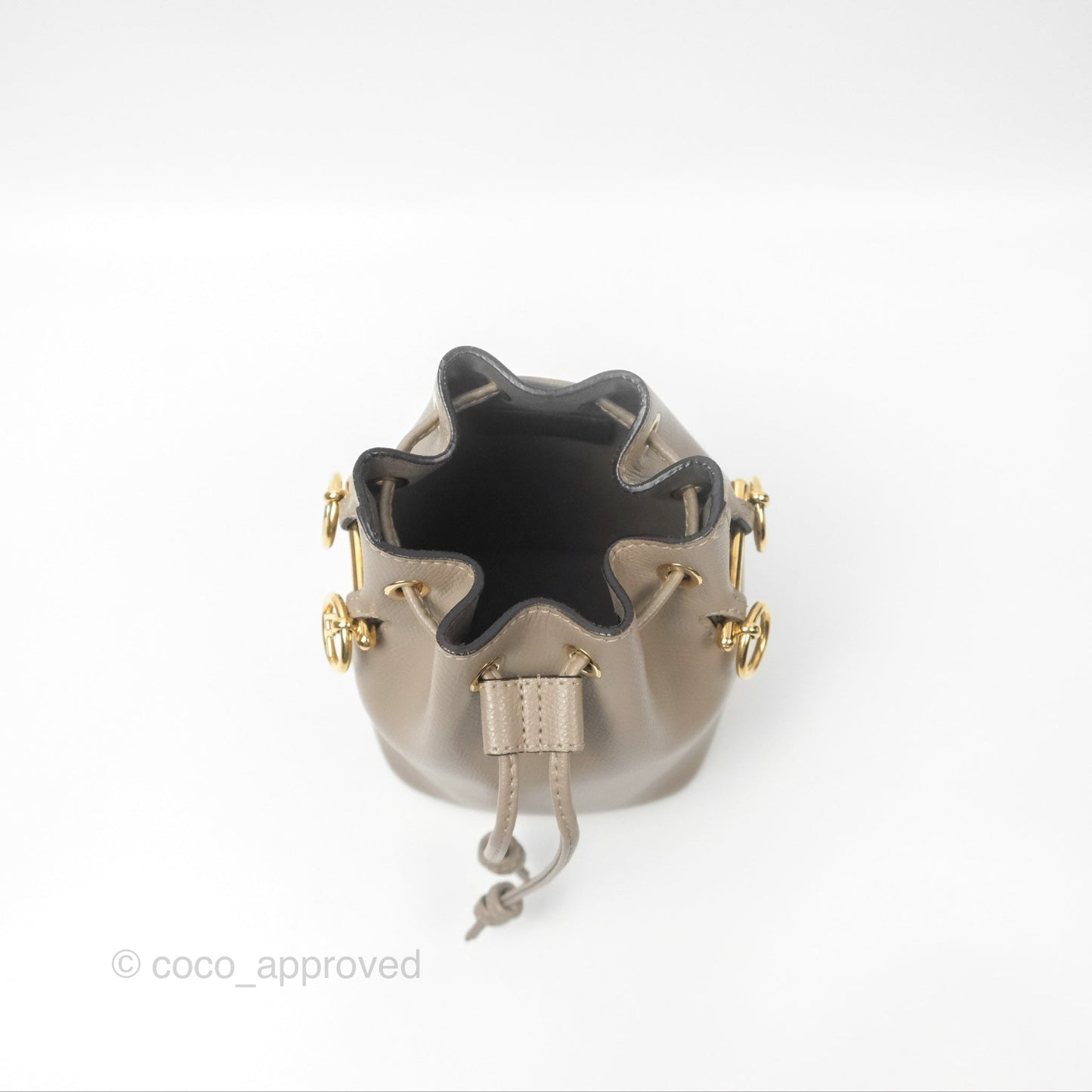 Fendi Mini Mon Tresor Bucket Bag Tortora Grained Calfskin