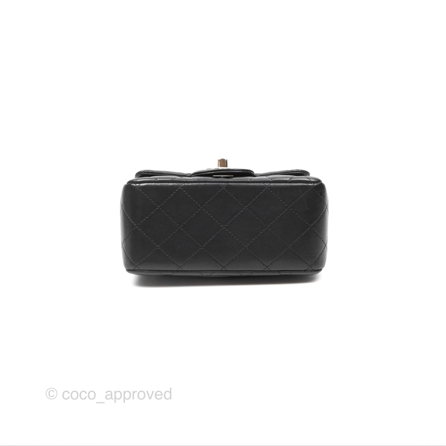 Chanel Mini Square Flap Quilted Black Lambskin Silver Hardware