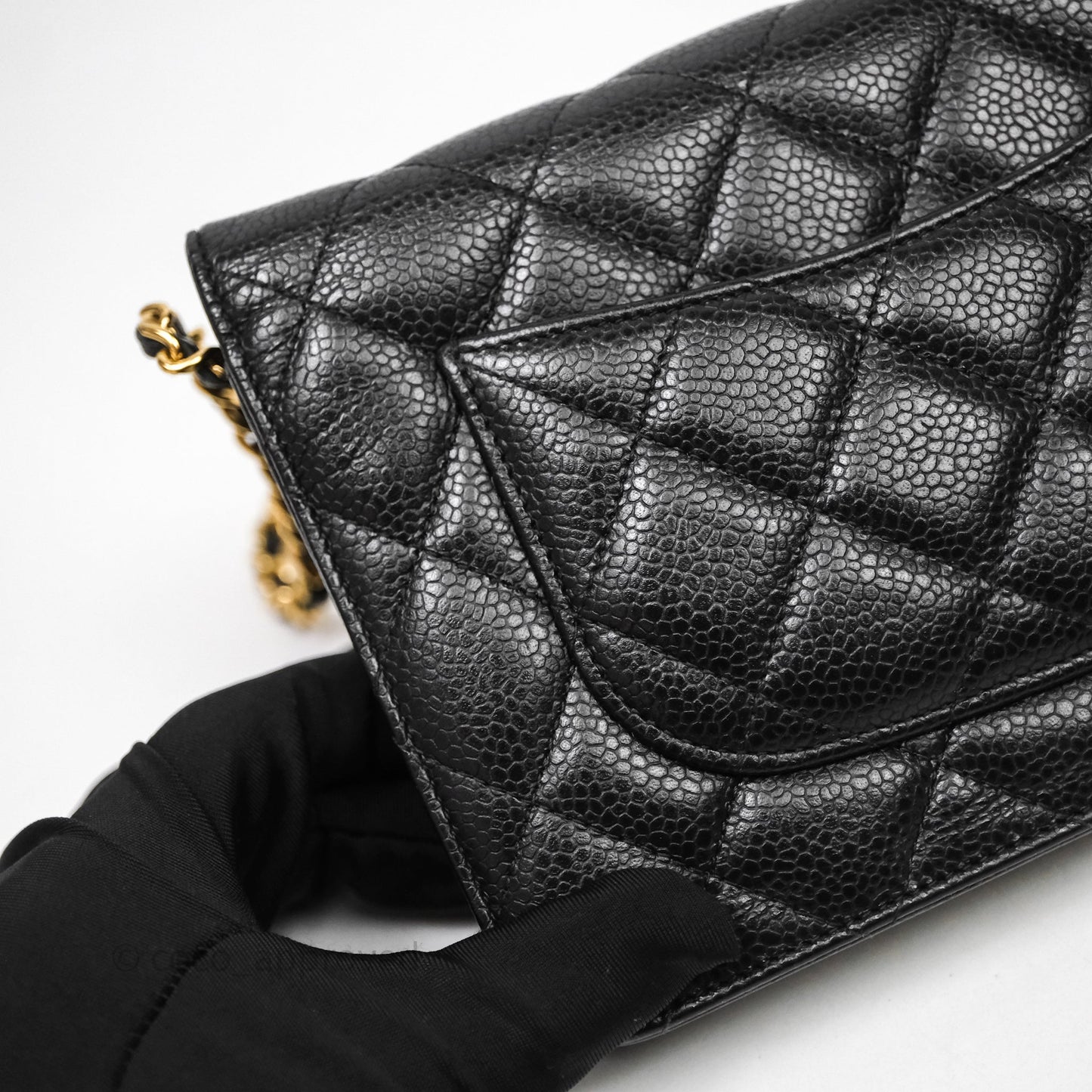 Chanel Classic Wallet On Chain WOC Quilted Black Caviar Gold Hardware
