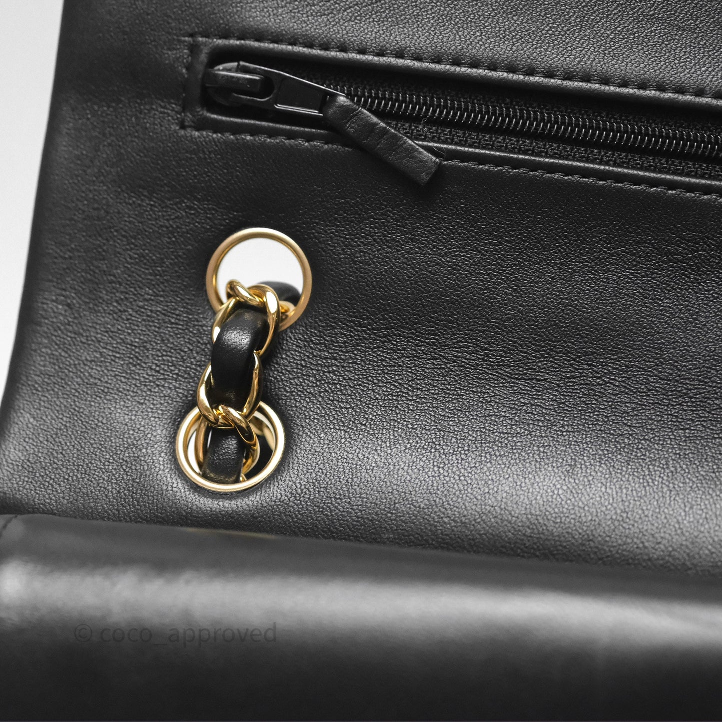 Chanel Classic M/L Medium Flap Quilted Black Lambskin Gold Hardware