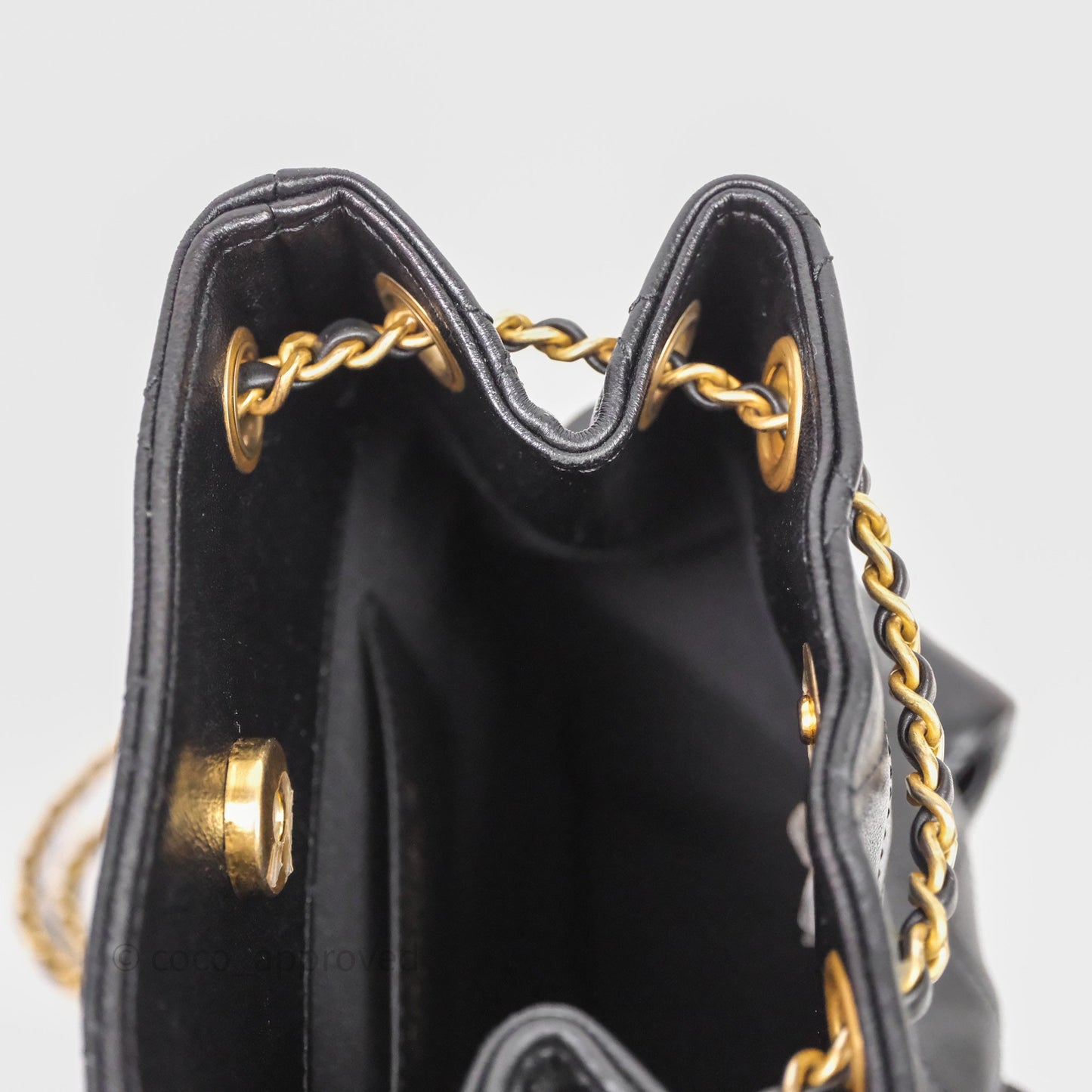 Chanel Double Pocket Black Lambskin Gold Hardware 25C