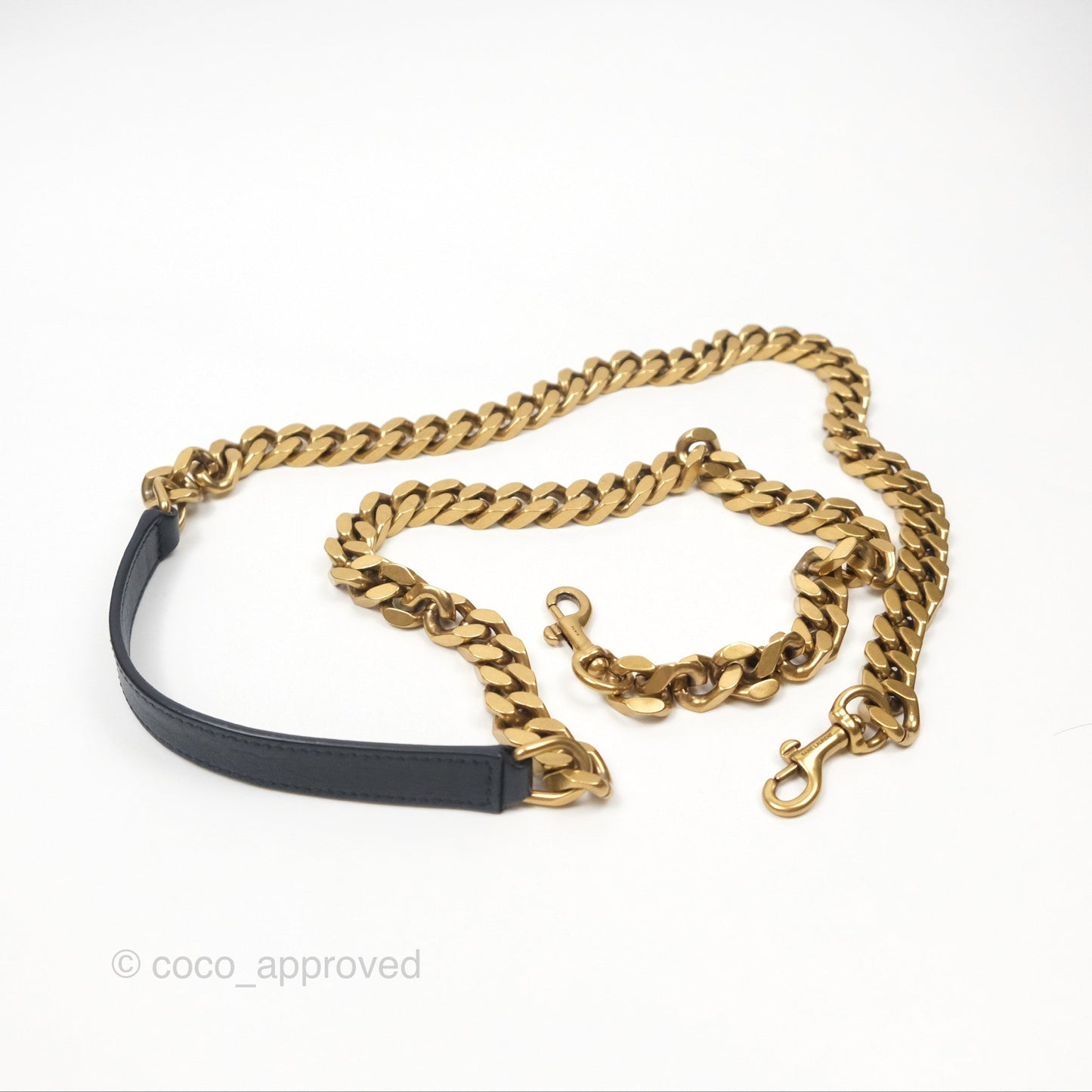 Saint Laurent Chevron Medium College Navy Chain Bag Gold Hardware