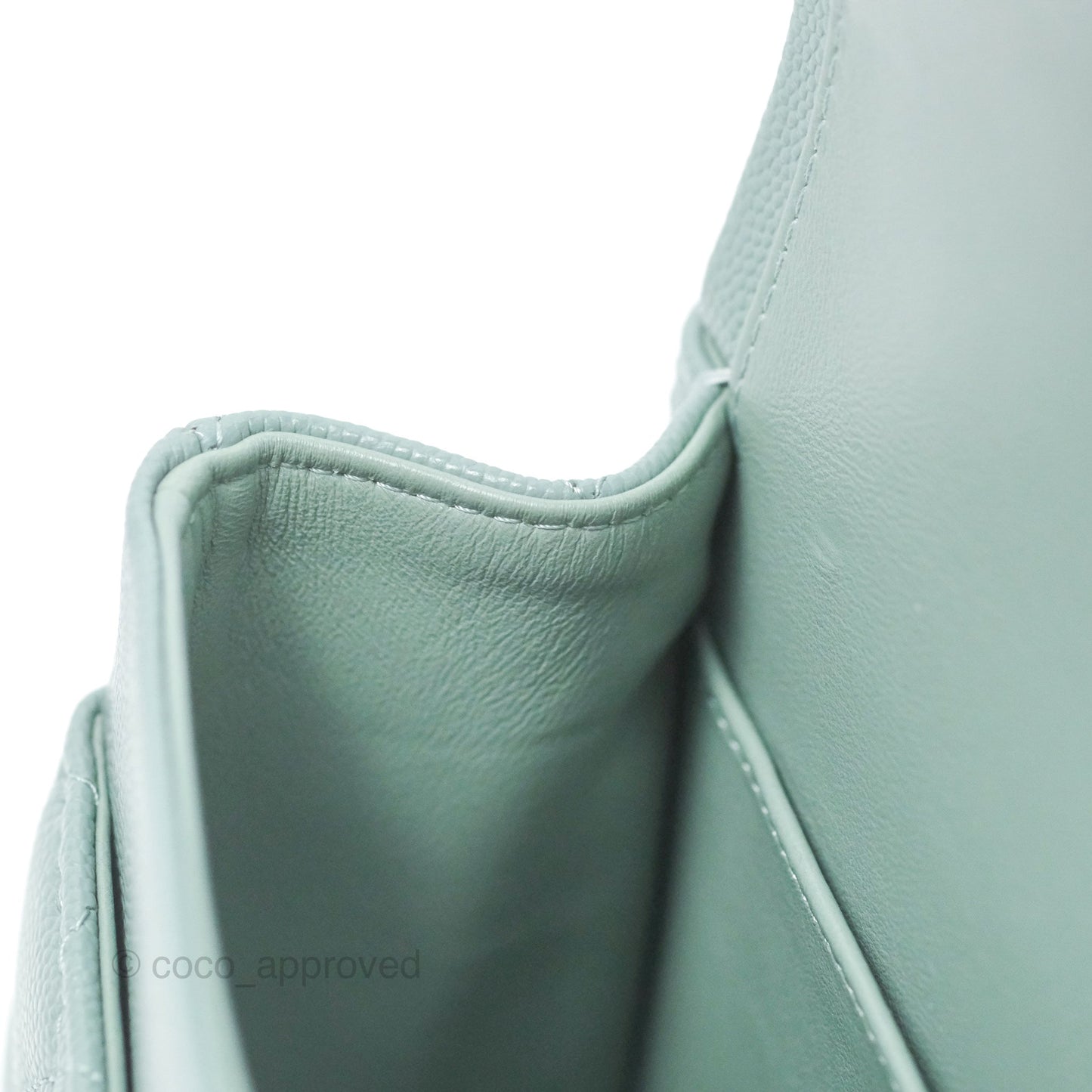 Chanel Classic M/L Medium Flap Quilted Tiffany Seafoam Green Caviar Gold Hardware