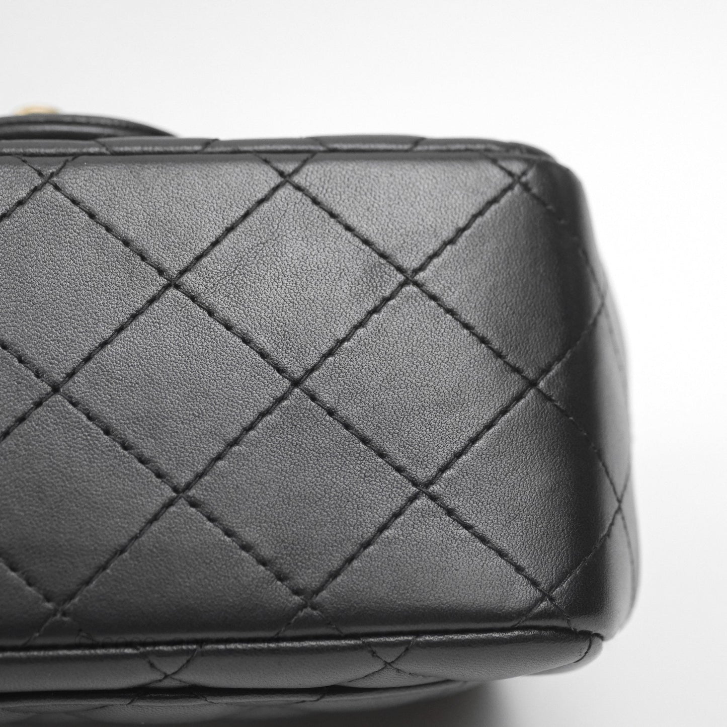 Chanel Quilted Mini Square Flap Black Lambskin Gold Hardware