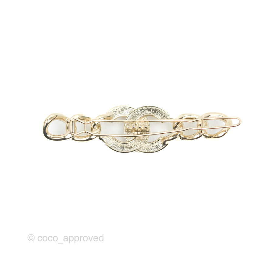 Chanel Crystal Chain CC Hair Clip Gold Tone 21V