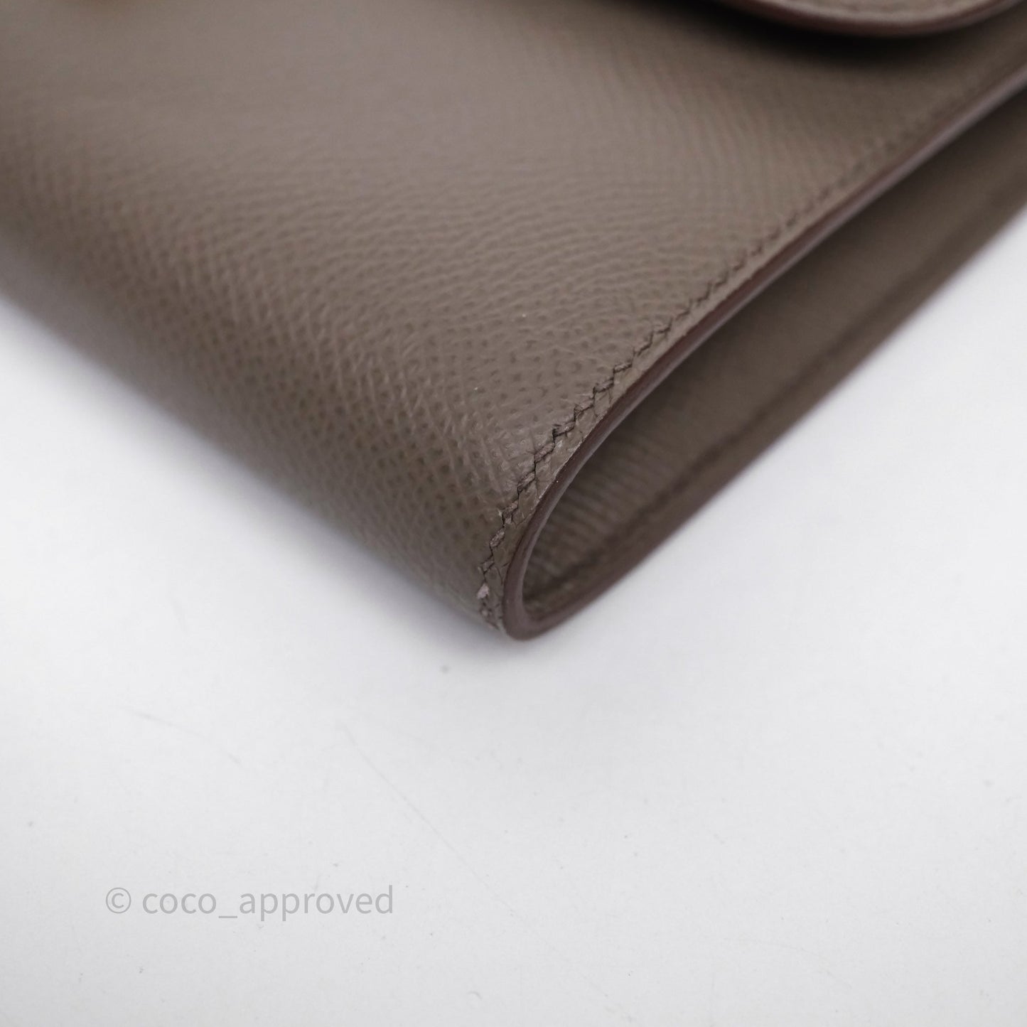 Hermès Constance To Go Wallet Gris Etain 8F Epsom Gold hardware