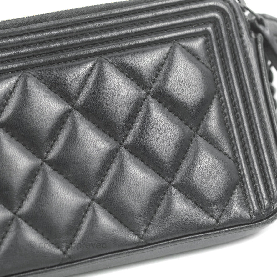 Chanel Le Boy Double Zip Wallet On Chain So Black Lambskin