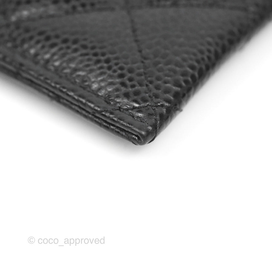 Chanel Classic Flat Card Holder Black Caviar Gold Hardware