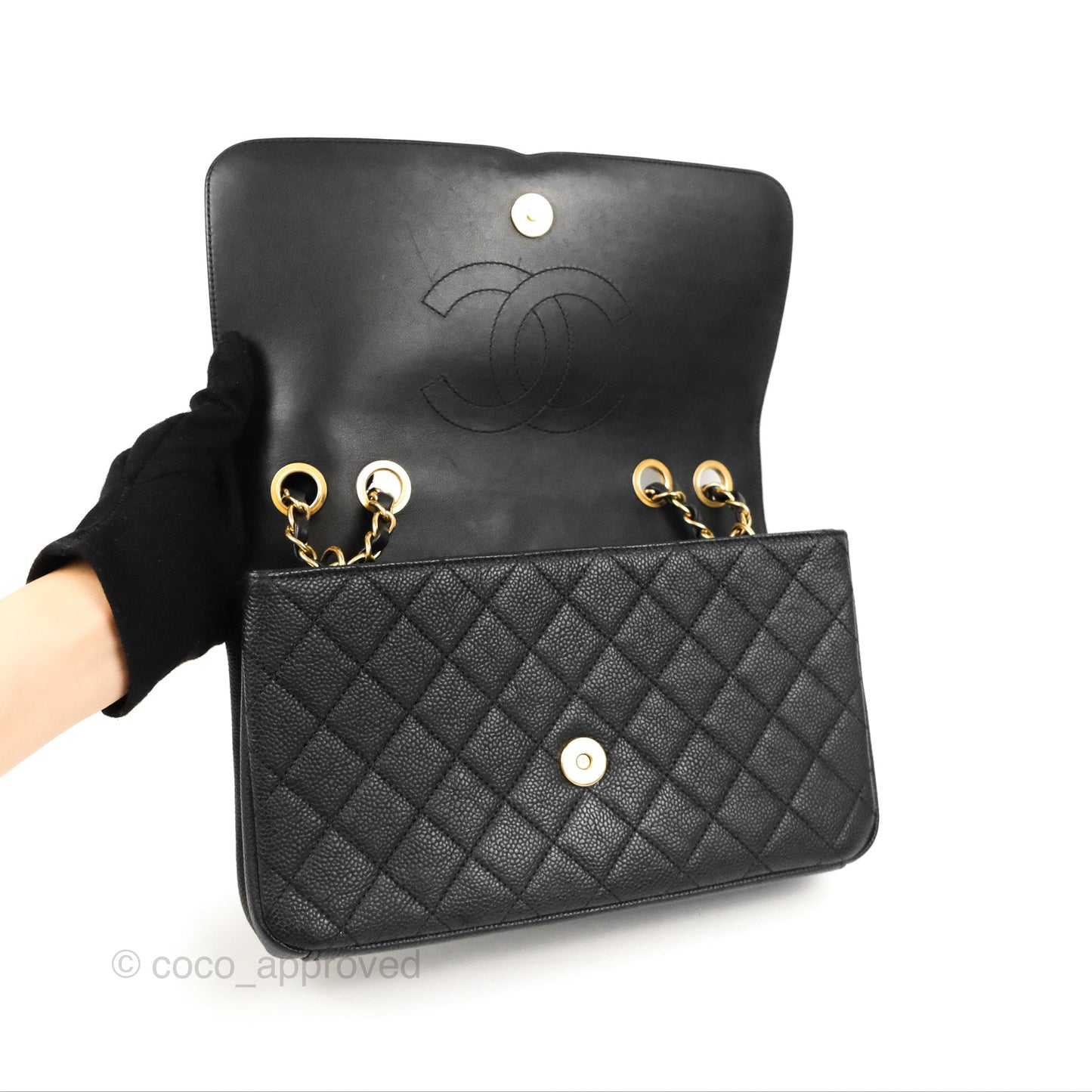 Chanel Quilted Medium CC Filigree Flap Black Caviar