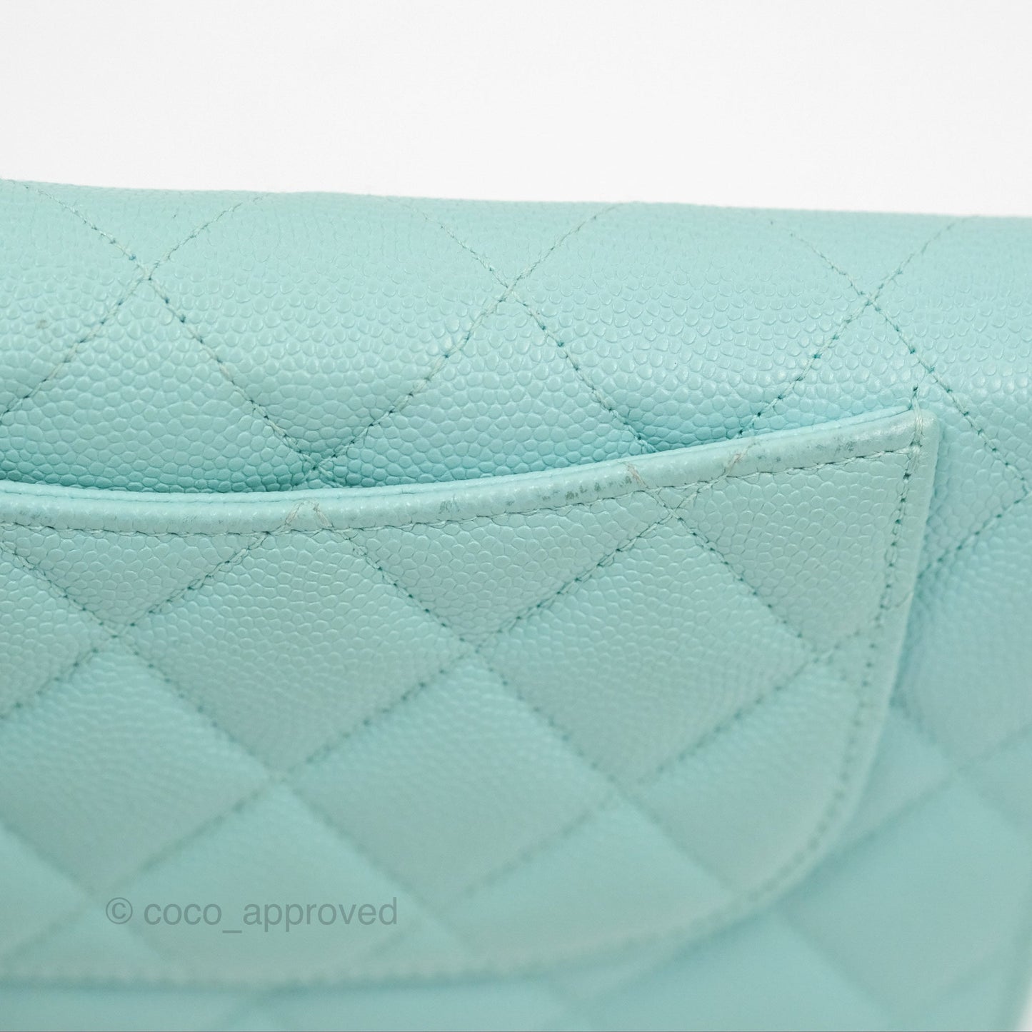 Chanel Classic Quilted Long Wallet Tiffany Blue Caviar Gold Hardware