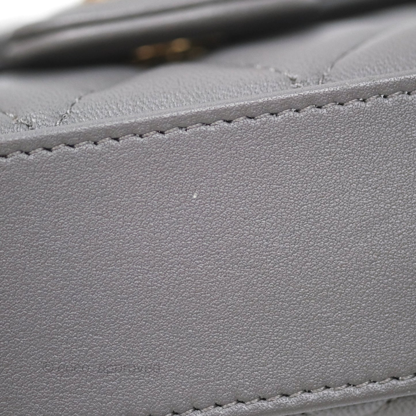 Chanel Mini Handle Clutch With Chain Grey Lambskin Gold Hardware