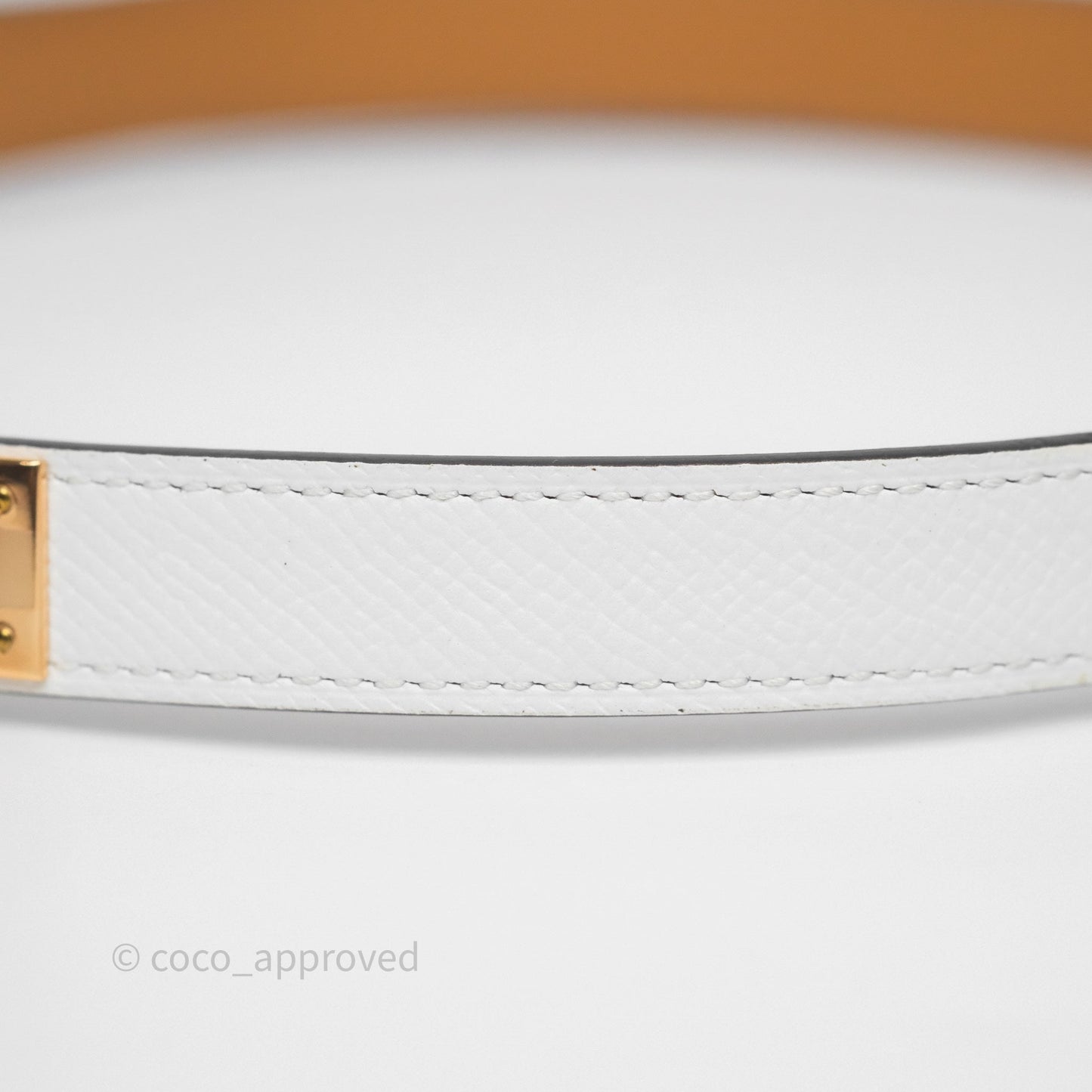 Hermès Kelly Buckle Belt Blanc 01 Epsom Rose Gold Hardware