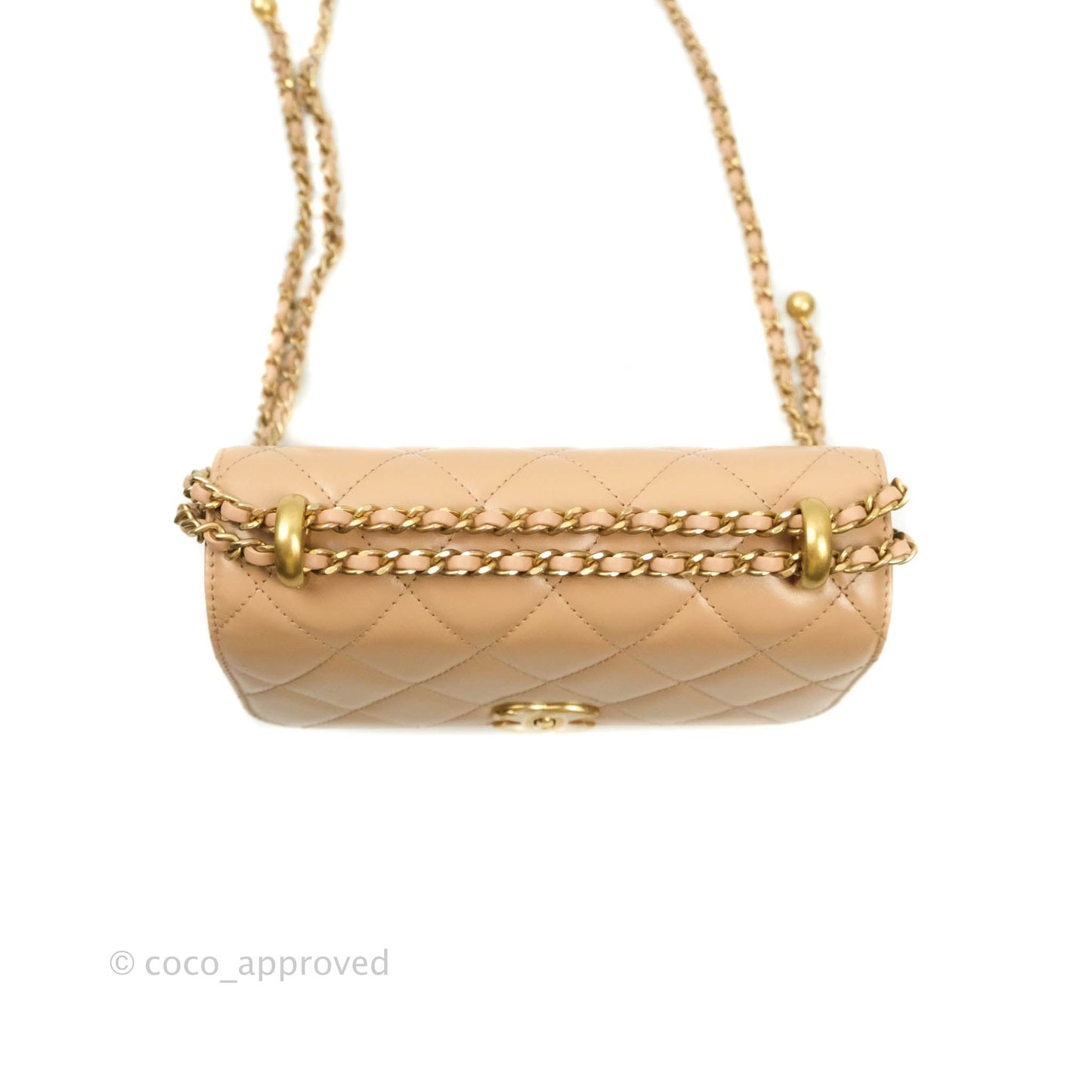 Chanel Quilted Mini Perfect Fit Adjustable Beige Calfskin Gold Hardware 21A