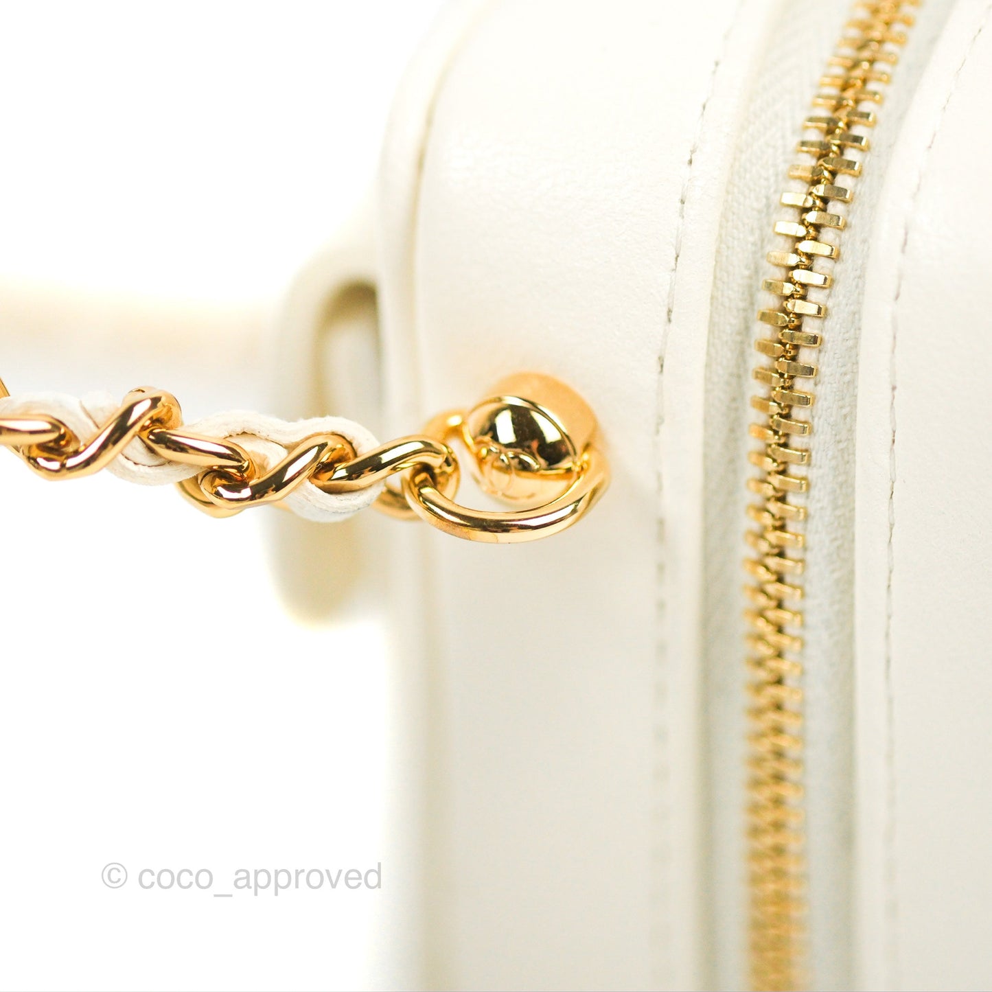 Chanel Mini Vanity Case with Chain White Lambskin Gold Hardware